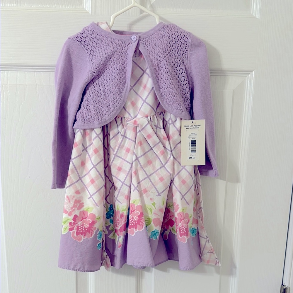 Good Lad Purple and Pink Floral Kids Dress